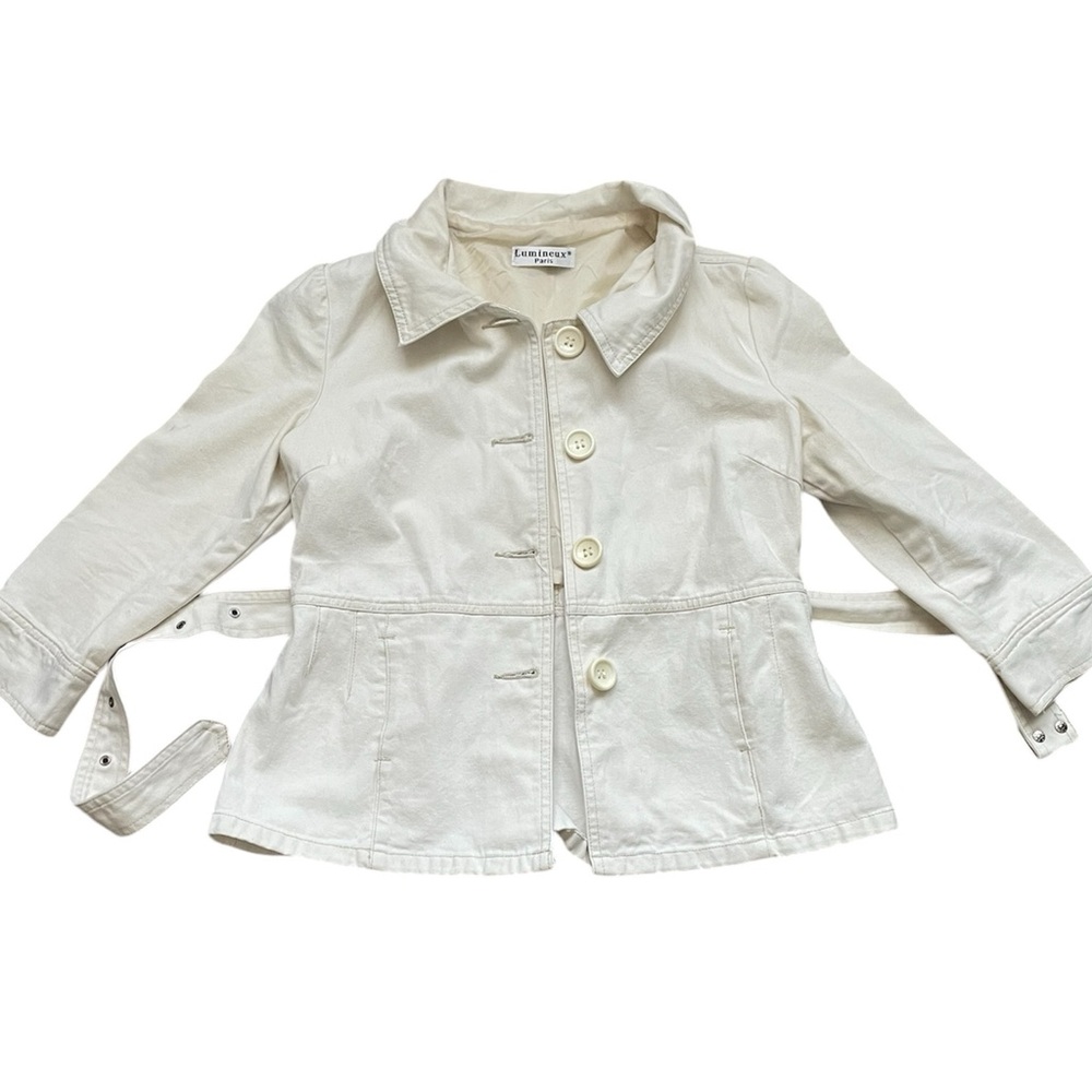 Vintage Lumineux Paris Boutique Paris Short Buttoned Peplum Cream Coat (size XS)